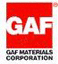 Red and white GAF Materials Corporation logo with "GAF" in bold letters and "GAF Materials Corporation" written below.